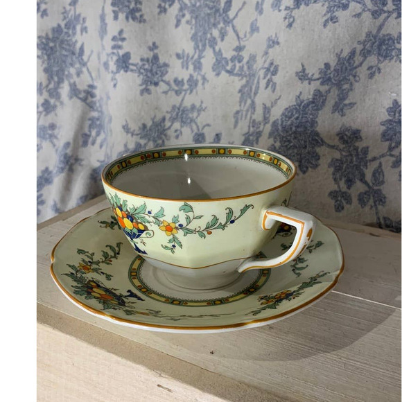 VTG Crown Ducal Ware Citrus Double Handled Cup and Saucer Set - Picture 3 of 6